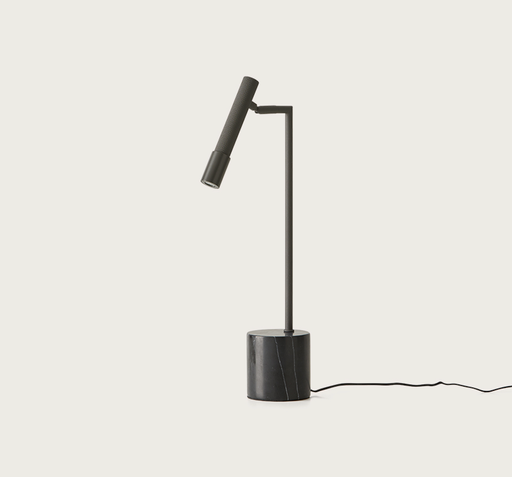 [S1297/ORO] YCRO : Lampe de table, en acier doré et marbre noir