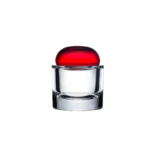 [1105400] ECRIN : Petit vase Ecrin avec couvercle rouge